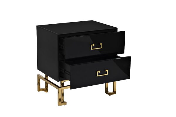 KFG059 Тумба c  2-мя ящиками черная/золото 55*40*58см — изображение 3