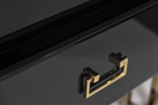 KFG059 Тумба c  2-мя ящиками черная/золото 55*40*58см — изображение 5