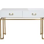 KFG070 Консоль 2 ящика белая/золото 120*42*77см