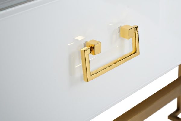 KFG070 Консоль 2 ящика белая/золото 120*42*77см — изображение 4