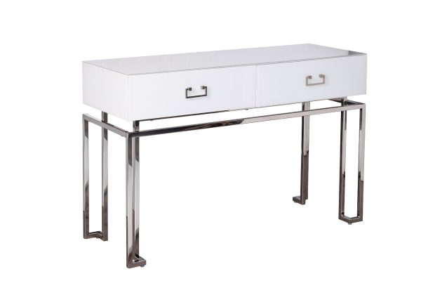 KFG070-NI Консоль 2 ящика белая/хром  120*42*77см — изображение 2