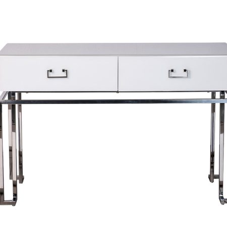 KFG070-NI Консоль 2 ящика белая/хром  120*42*77см