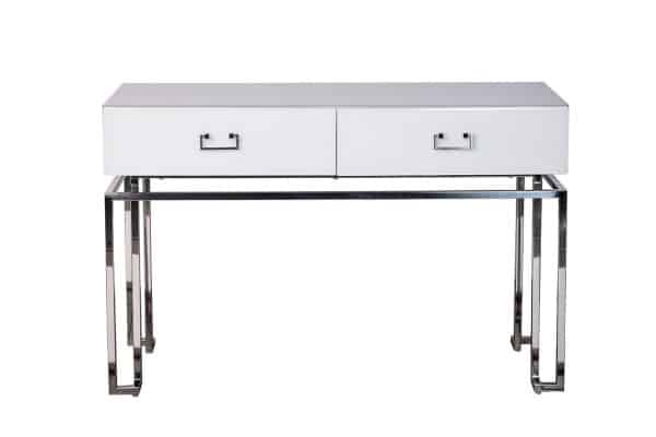 KFG070-NI Консоль 2 ящика белая/хром  120*42*77см