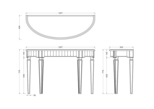 KFG080 Консоль зеркальная  120*42*78см — изображение 5