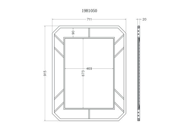 KFG081 Зеркало прямоугольное в метал. раме цвет золото 71*91*2см — изображение 3