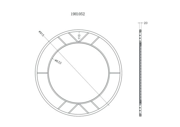 KFG082 Зеркало круглое в металл. раме цвет золото d91,5см — изображение 3