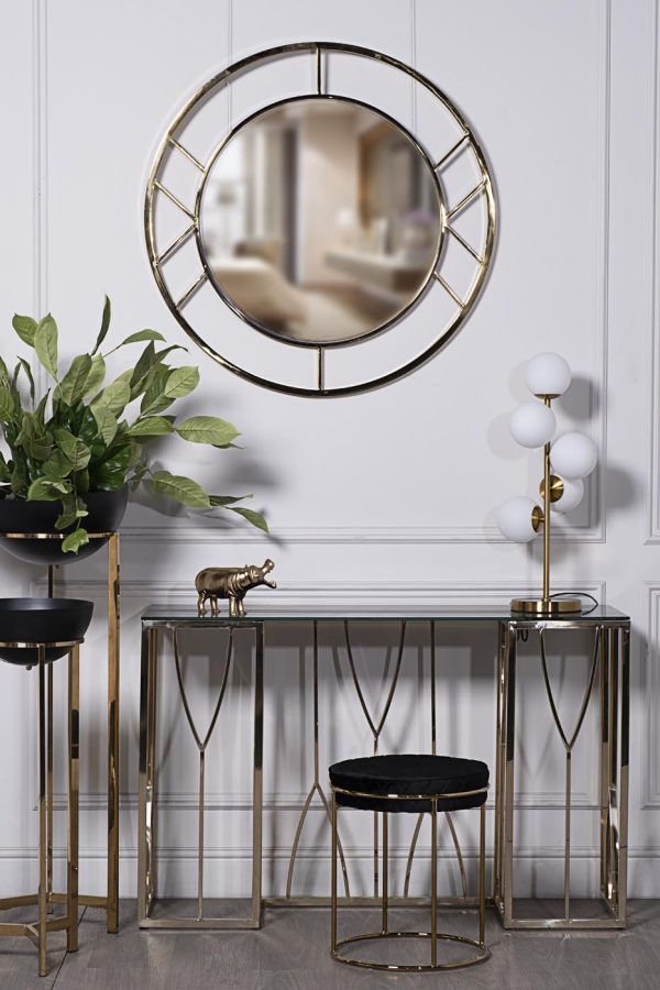 KFG082 Зеркало круглое в металл. раме цвет золото d91,5см — изображение 4