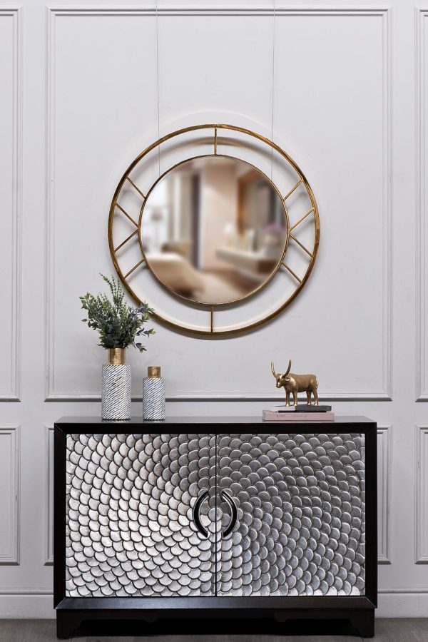 KFG082 Зеркало круглое в металл. раме цвет золото d91,5см — изображение 5