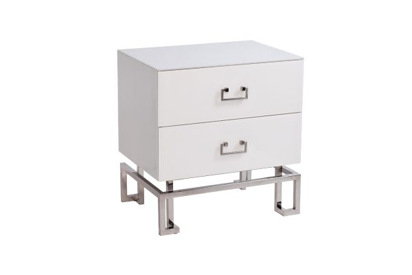 KFG085-NI Тумба 2 ящика белая/хром 55*40*58см — изображение 2