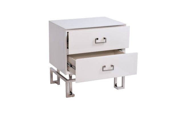 KFG085-NI Тумба 2 ящика белая/хром 55*40*58см — изображение 3