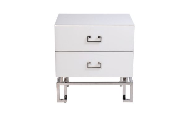 KFG085-NI Тумба 2 ящика белая/хром 55*40*58см KFG085-NI Тумба 2 ящика белая/хром 55*40*58см
