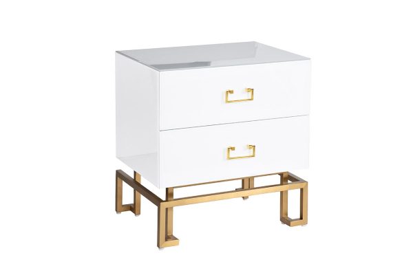 KFG085 Тумба 2 ящика белая/золото 55*40*58см — изображение 2