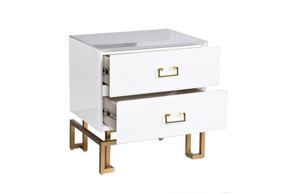 KFG085 Тумба 2 ящика белая/золото 55*40*58см — изображение 3