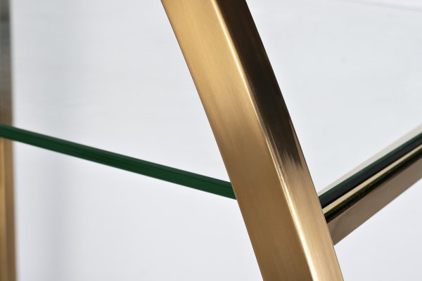 KFG087/1 Стеллаж "Полусфера" прозрачное стекло/золото блестящий 71*48*202см — изображение 3