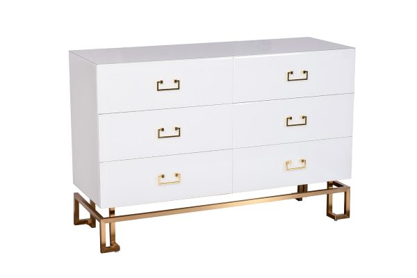 KFG089  Комод 6 ящиков белый/золото 120*42*80см — изображение 2