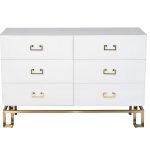 KFG089  Комод 6 ящиков белый/золото 120*42*80см