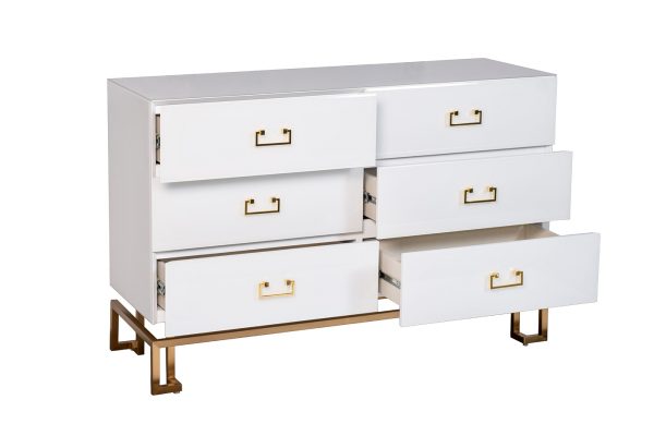 KFG089  Комод 6 ящиков белый/золото 120*42*80см — изображение 3