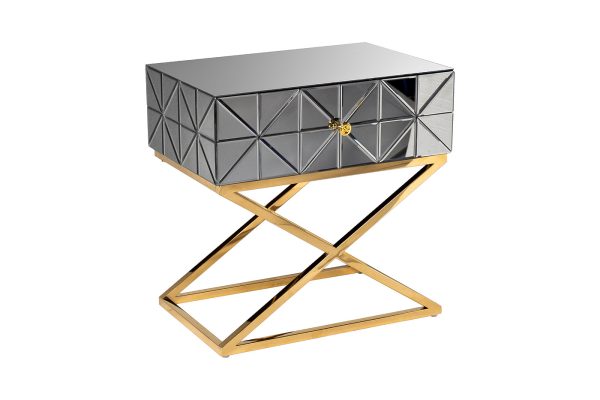 KFG090 Тумба с матовой зерк.отделкой каркас металл.  60*40*60см — изображение 2