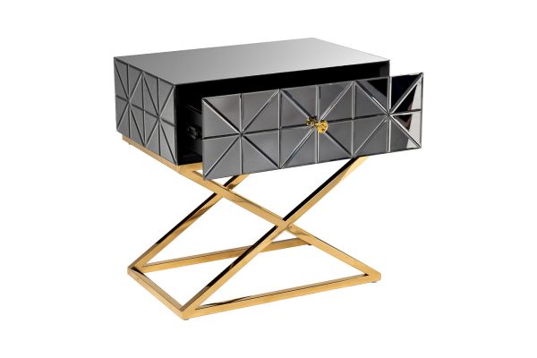 KFG090 Тумба с матовой зерк.отделкой каркас металл.  60*40*60см — изображение 3