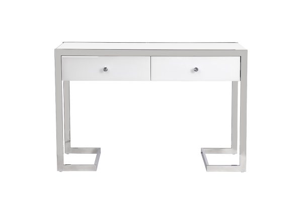 KFG103 Консоль 2 ящика белая/хром  120*42*79см