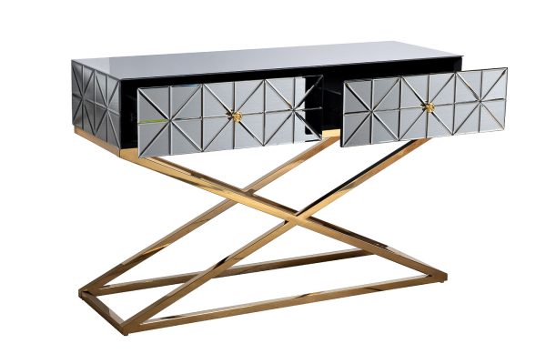 KFG113 Консоль с матовой зерк. отделкой 2 ящика 120*42*78см — изображение 3