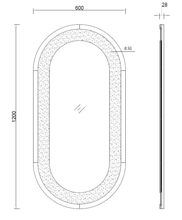 KFG152 Зеркало овальное в раме из кристаллов 60*120см — изображение 3