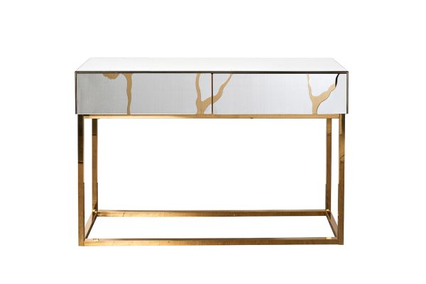 KFG197 Консоль зеркальная c золотым декором 120*42*79см