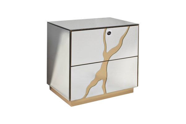 KFG199 Тумба зеркальная с золотым декором 61*42*59см — изображение 2