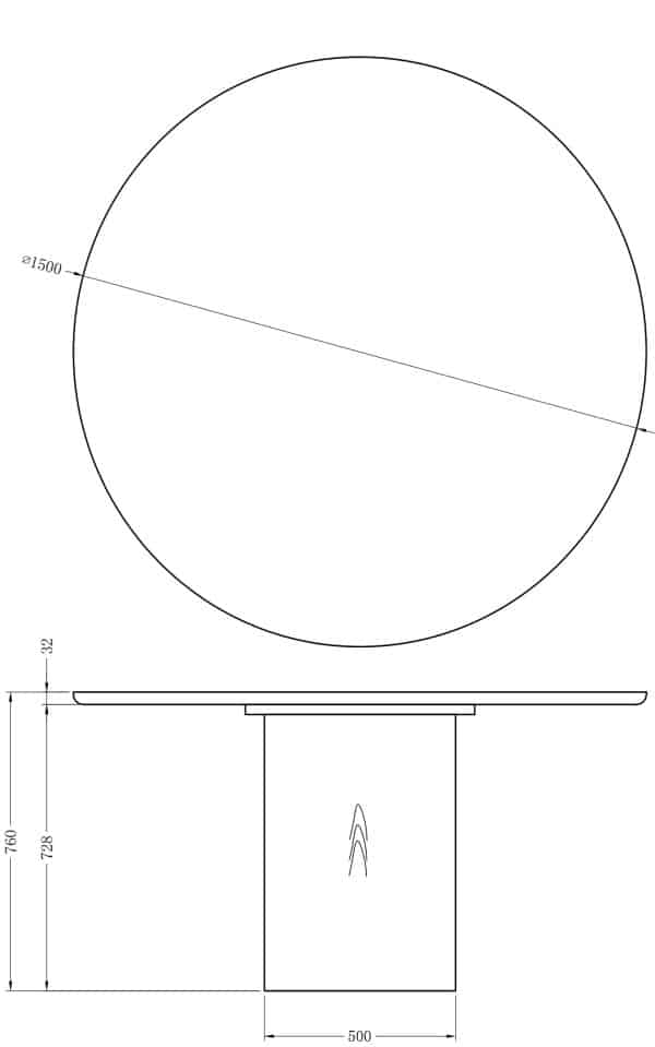 KFG205  Стол обеденный d150*76см каменная столешница, шпон — изображение 4