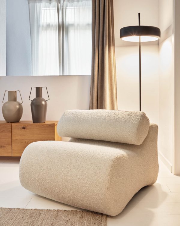 Кресло Club из белой ткани букле — изображение 3