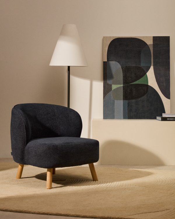 Кресло Ulit из серого шенилла с ножками из бука в натуральной отделке — изображение 2