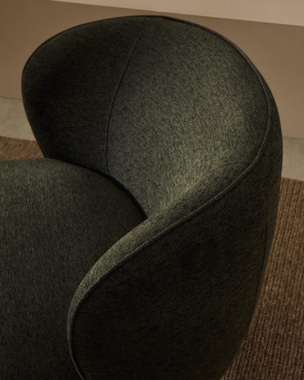 Кресло Ulit из зеленого шенилла с ножками из бука в натуральной отделке — изображение 3