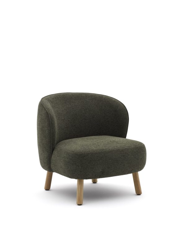 Кресло Ulit из зеленого шенилла с ножками из бука в натуральной отделке — изображение 4