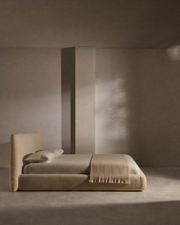 Кровать Martina со съемным бежевым чехлом из ткани букле под матрас 180 х 200 см — изображение 4