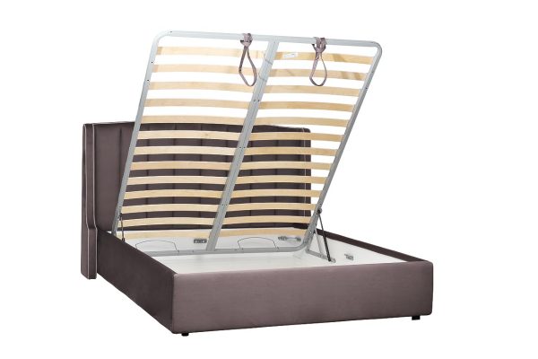 Кровать Odry c подъем.мех. велюр лилово-серый Vel19 186*220*120 — изображение 4