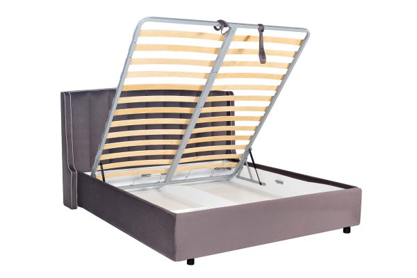 Кровать Odry c подъем.мех. велюр лилово-серый Vel19 206*220*120 — изображение 3