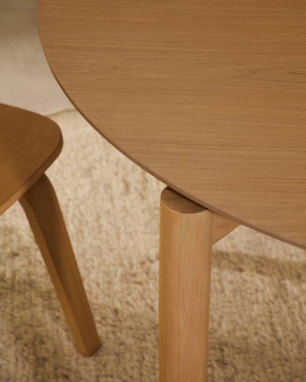 Круглый стол Indara из шпона и каучукового дерева с натуральной отделкой Ø100 — изображение 2