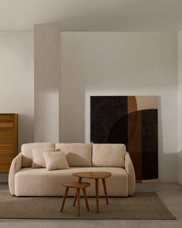 Laira 3-местный диван-кровать из шенилла цвет экрю 225 см — изображение 2