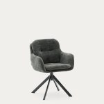 Lexa Вращающееся кресло из зеленого шенилла и стальными зелеными ножками