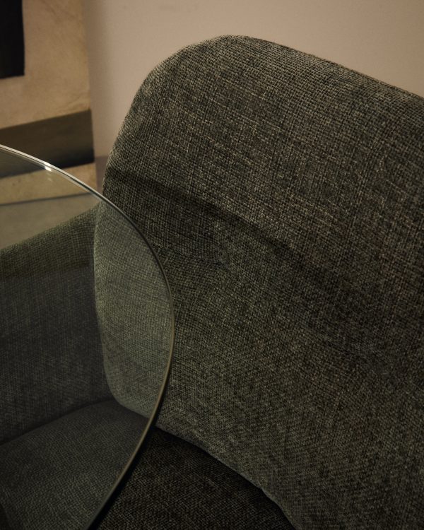 Lexa Вращающееся кресло из зеленого шенилла и стальными зелеными ножками — изображение 4