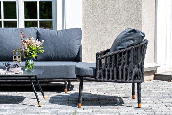 "Лугано" лаунж-зона 5-местная плетеная из роупа (веревки), каркас алюминиевый темно-серый, роуп темно-серый — изображение 5