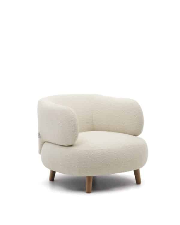 Luisa Кресло из белого флиса с ножками из массива бука — изображение 3