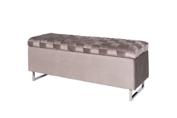 N-BANK-195-S BEG Банкетка велюр серо-беж. 120*40*46см для хранения — изображение 2