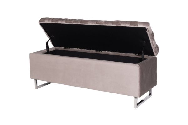 N-BANK-195-S BEG Банкетка велюр серо-беж. 120*40*46см для хранения — изображение 3