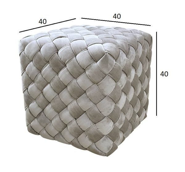 N-PUF-190 BEG Пуф плетеный велюр серо-бежевый 40*40*40см — изображение 4