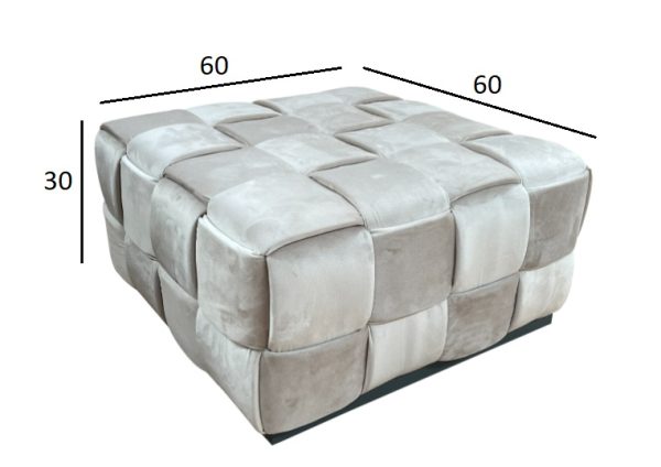 N-PUF-222 SVB Пуф плетеный, велюр светло-бежевый 60*60*30см — изображение 4