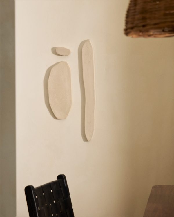 Набор Siluna из 3 удлиненных настенных панелей из белого папье-маше — изображение 2