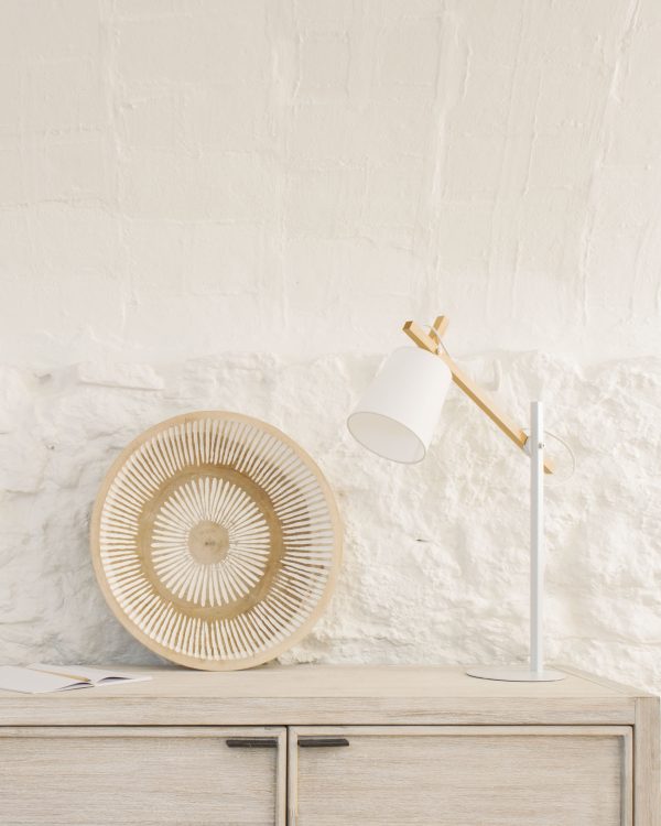 Настенная панель Mely из массива альбиции в белую полоску Ø 49 см — изображение 2