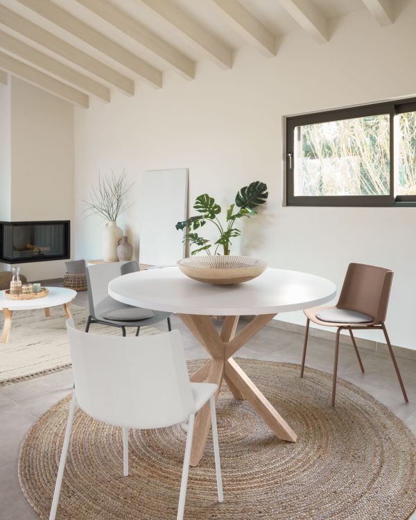 Настенная панель Mely из массива альбиции в белую полоску Ø 49 см — изображение 4