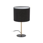 Настольная лампа Pina из металла и ротанга с черным хлопковым абажуром — изображение 3